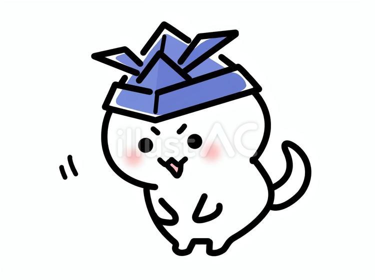 こどもの日　兜をかぶって挨拶するねこ 兜,祝日,５月のイラスト素材