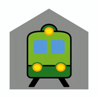 Illustration, une station, train, ligne, 