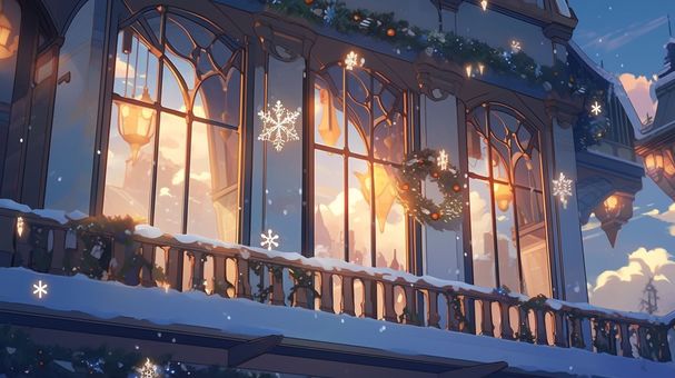 Illustration, christmas, lease, veranda, 