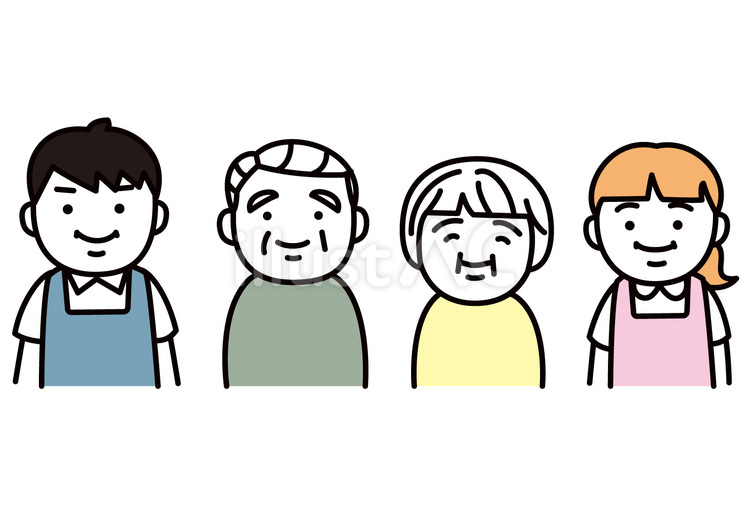 介護士とお年寄り 仕事,介護,介護士のイラスト素材