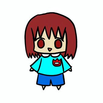 可愛い子供 子供,幼稚園,スモック,水色,男の子,デフォルメ,シンプル,可愛い,ゆるい,笑顔のイラスト素材