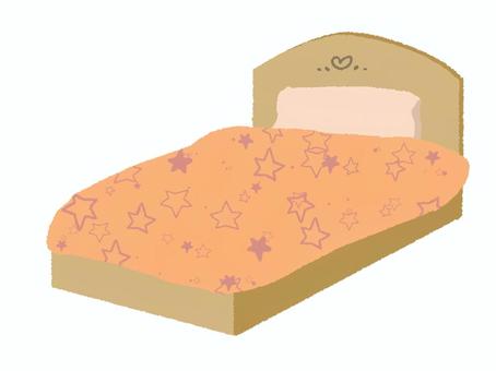 【手描き】シンプルなベッド ベッド,寝具,寝床,おやすみ,休息,布団,枕のイラスト素材