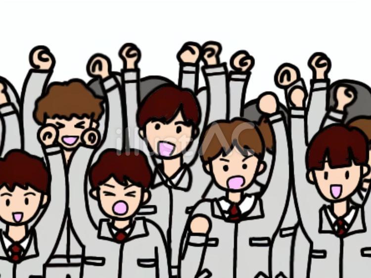 盛り上がっている男性作業員たち 人ごみ,混雑,蜜のイラスト素材