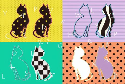 猫POP 猫,水玉,ストライプ,模様,アルファベットのイラスト素材