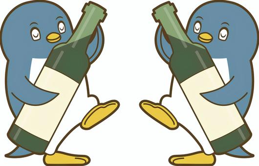 ワインとペンギン ペンギン,かわいい,イラスト,南極,子供向け,幼児向けペンギン,子供,可愛い,動物,ベビーのイラスト素材