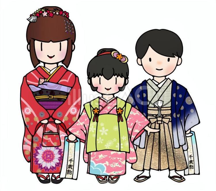 七五三を祝う子供たち 七五三,人物,和服のイラスト素材