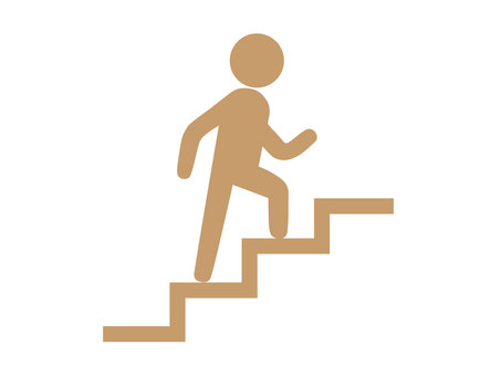 階段を上る人物のシルエットアイコン 階段,上る,人,アイコン,ステップアップ,ピクトグラム,段階,進歩,人物,シルエットのイラスト素材
