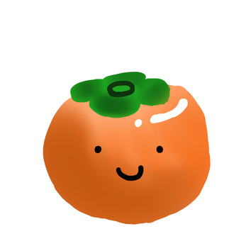 柿 柿,顔つき,かわいい,秋,果物のイラスト素材