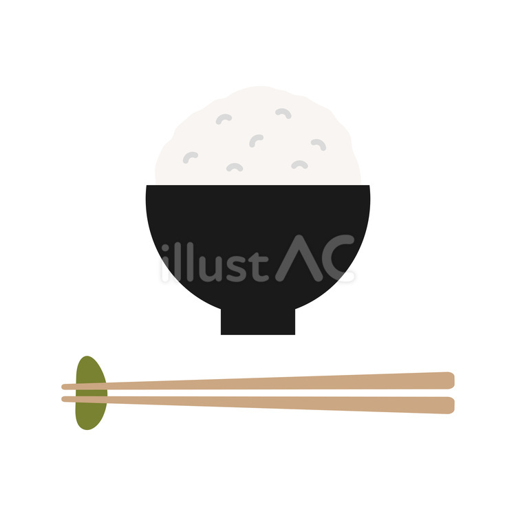 お茶碗に入ったご飯と箸のイラスト 秋,新米,お米のイラスト素材