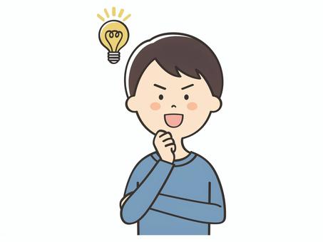 アイデアを思いつく男性 アイデアを思いつく男性 ひらめく,ひらめき,アイデア,思いつく,解決,理解,納得,わかる,男性,男のイラスト素材