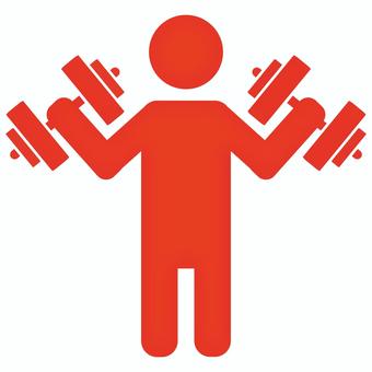 人物アイコン赤_ダンベル2 人,ダンベル,筋トレ,トレーニング,シルエット,アイコン,人間,人物,運動,バーベルのイラスト素材