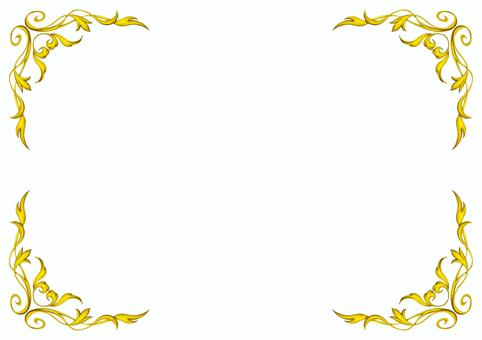 金のエレガンスフレーム202510白背景 エレガント,フレーム,飾り枠,クラシック,デコレーション,イラスト,手描き,水彩,ゴールド,葉のイラスト素材