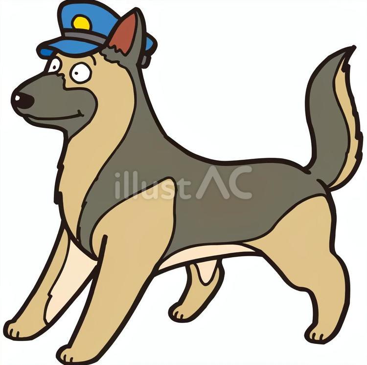 犬のおまわりさん。シェパード 犬,動物,コミカルのイラスト素材