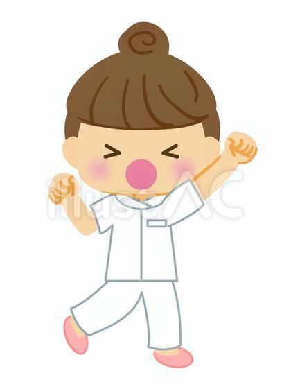 白衣の女性 えいえいおー