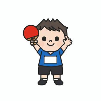 卓球のラケットを持ってアピールする男子4 卓球,卓球部,ラケット,ピンポン,球技,部活,テーブルテニス,インドアスポーツ,室内スポーツ,運動のイラスト素材