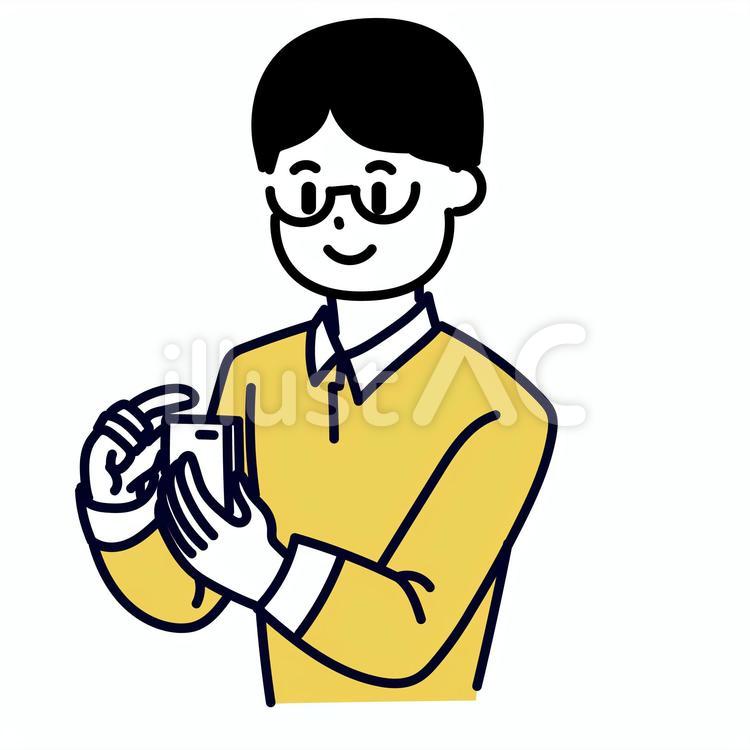 スマホを操作している男性 スマホ,携帯電話,操作のイラスト素材