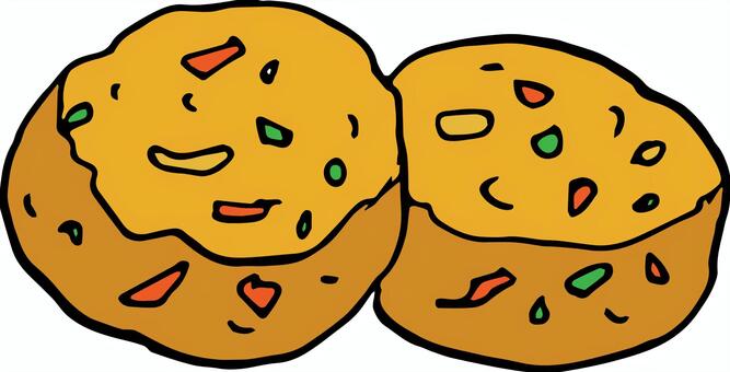 がんもどきのイラスト がんもどき,揚げ物,加工食品,食品,食べ物,大豆食品,食材のイラスト素材