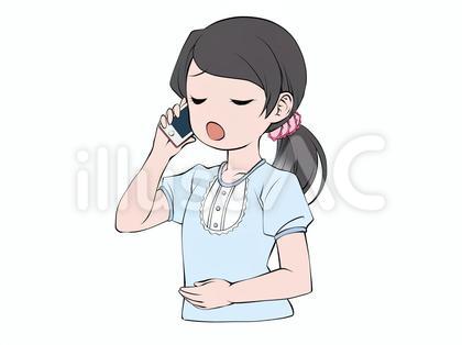 スマホで電話をかける・電話する疲れた女性