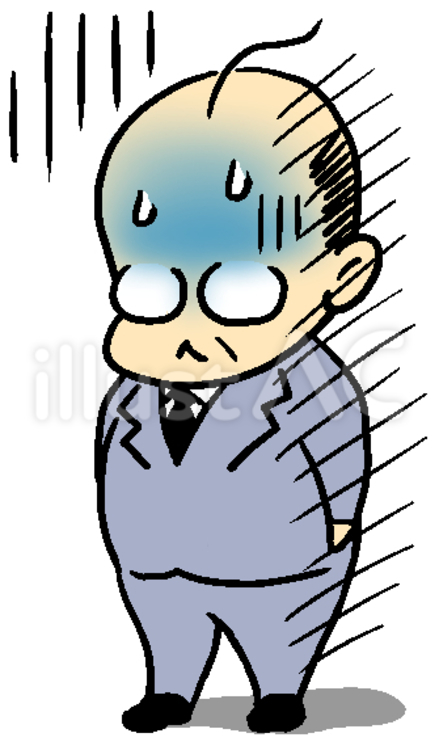 ショックで青ざめる　ちびかわおじさん 不安,ショック,絶望のイラスト素材