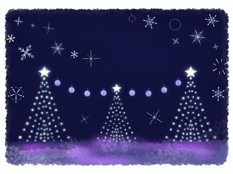 【水彩風手描き】イルミネーションツリー