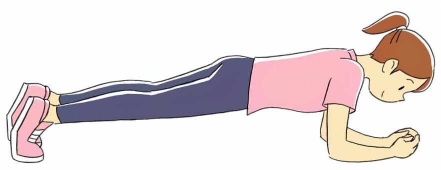 プランク1(女性) プランク,女性,スポーツ,運動,ダイエット,習慣,トレーニング,体力づくり,体調管理,バランス感覚のイラスト素材