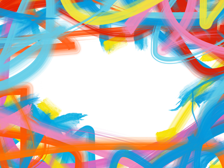 サイケデリックな多色の刷毛で囲みフレーム ぐちゃぐちゃ,ごちゃごちゃ,派手,カラフル,ポップ,多色,フレーム,背景,ブラッシュ,筆のイラスト素材