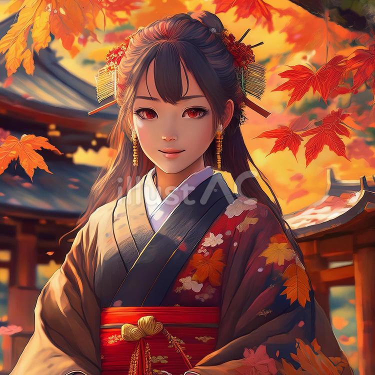 和服の美少女 人,人物,女性のイラスト素材