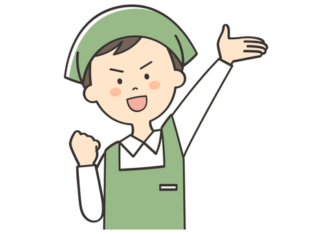 元気いっぱいな男性店員 元気いっぱいな男性店員 やる気,頑張る,元気,向上心,ファイト,努力,挑戦,呼ぶ,声かけ,集客のイラスト素材