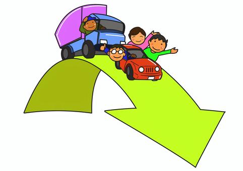 移住 移住 移住,引っ越し,転居,トラック,車,家族のイラスト素材