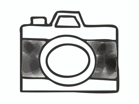 モノクロのカメラ カメラ,手描き,黒,白,水彩,撮影,写真のイラスト素材