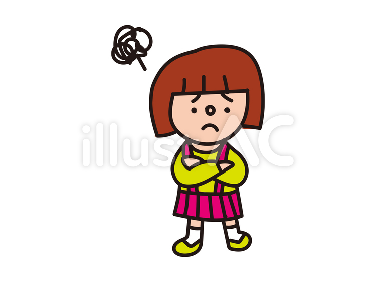 小学生の女のこ お茶目,小学生,困ったのイラスト素材