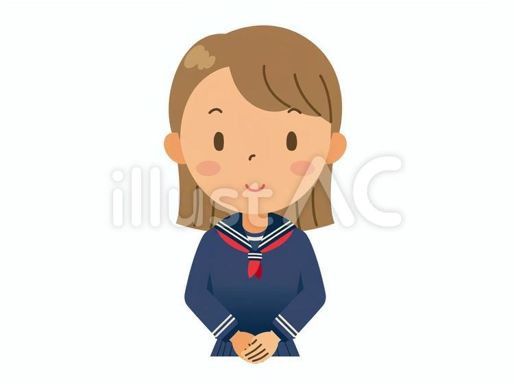 手を前で重ねる女子中高生（セーラー服） 女子中高生,セーラー服,女子学生のイラスト素材