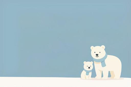 しろくまの親子　背景 しろくま,しろくまの親子,白熊,マフラー,笑顔,親子,雪,冬,動物,かわいいのイラスト素材