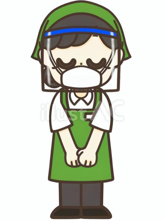 お辞儀をする女性店員 女性,店員,スタッフのイラスト素材
