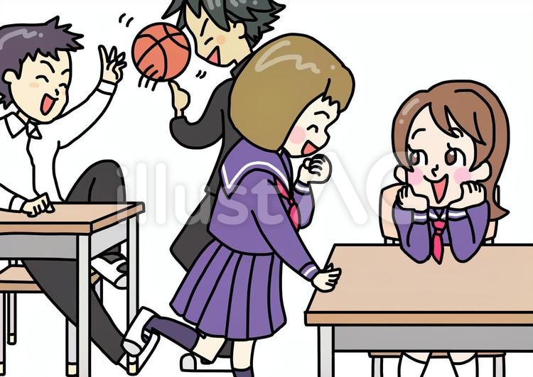 中学校生活 学生生活,中学生,休憩時間のイラスト素材