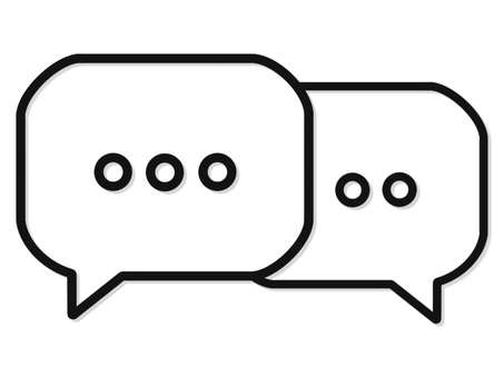 吹き出しアイコンの線画シンプルイラスト	 吹き出し,チャット,会話,メッセージ,対話,コミュニケーション,sns,アプリ,テキスト,コメントのイラスト素材