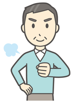  ニット中年男性-086-バスト 任せて,おじさん,男性,中年,お父さん,パパ,シニア,ミドルエイジ,人物,かわいいのイラスト素材