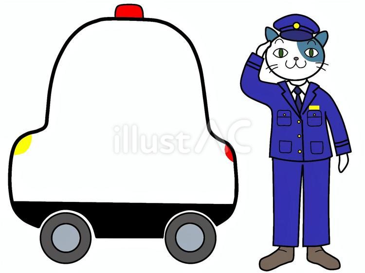 ネコからお知らせ　警察官 ネコ,お知らせ,警察官のイラスト素材