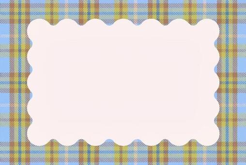 チェックのなみなみフレーム（みずいろ） タータンチェック,チェック,フレーム,ふにゃふにゃ,もこもこ,なみなみ,ぐにゃぐにゃ,冬,四角,ポップのイラスト素材