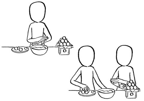 月見だんごを作る人2種 墨筆 月見だんごを作る人2種 墨筆 月見,お月見,十五夜,月見だんご,二人,9月,料理,丸める,皿,ボウルのイラスト素材
