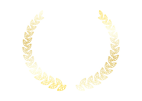 金の月桂冠2025⓷ 月桂冠,枠,アワード,フレーム,金色,あしらい,植物,葉,スペース,ボタニカルのイラスト素材