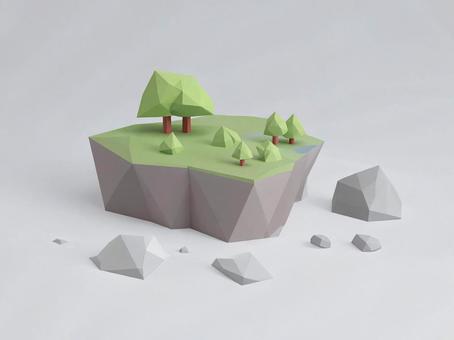 ゲーム風のポリゴンの崖の背景イラスト