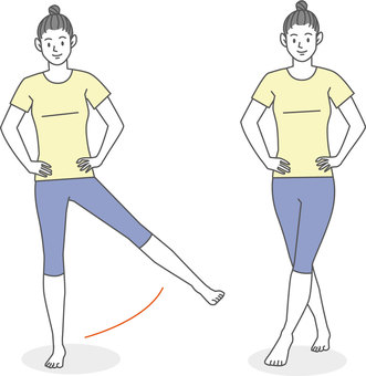 Illustration, lower body strengthening, female, stretch, 