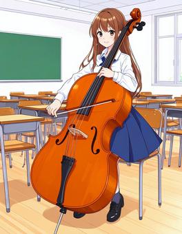 チェロを弾く美少女