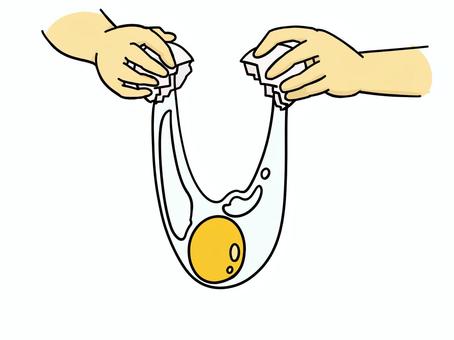 タマゴ 割る2 タマゴ,割る,黄身,卵白,殻,落とす,手,持つ,両手のイラスト素材