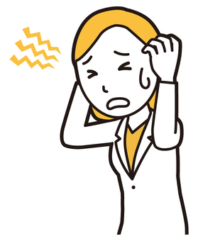  女性医師白衣(黄)-069-バスト 頭痛,女医,医師,女性,白衣,スクラブ,医者,病院,医療,ドクターコートのイラスト素材