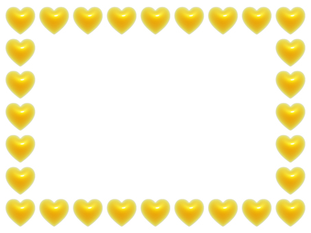 黄色いハートの長方形3Dフレーム1 ハート,フレーム,3d,立体,パターン,長方形,マーク,可愛い,バレンタイン,フェミニンのイラスト素材