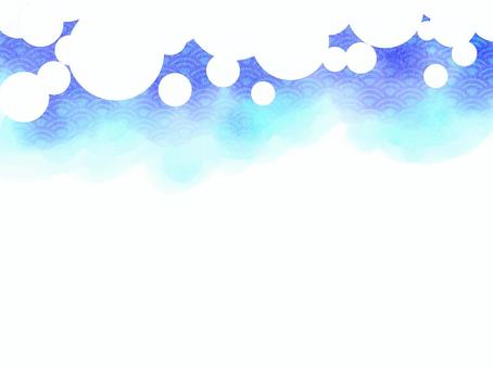 Blue watercolor Japanese pattern frame, wallpaper, and handle, blue, circle, JPG and PNG