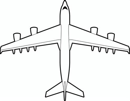 飛行機線画　白黒 飛行機,旅客機,飛ぶ,気体,見下ろす,旅行,空港,線画,白黒のイラスト素材