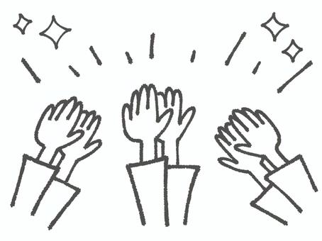 たくさんの拍手する手（線画） 拍手,手,パチパチ,みんな,たくさん,両手,叩く,鳴らす,拍手喝采,賞賛のイラスト素材